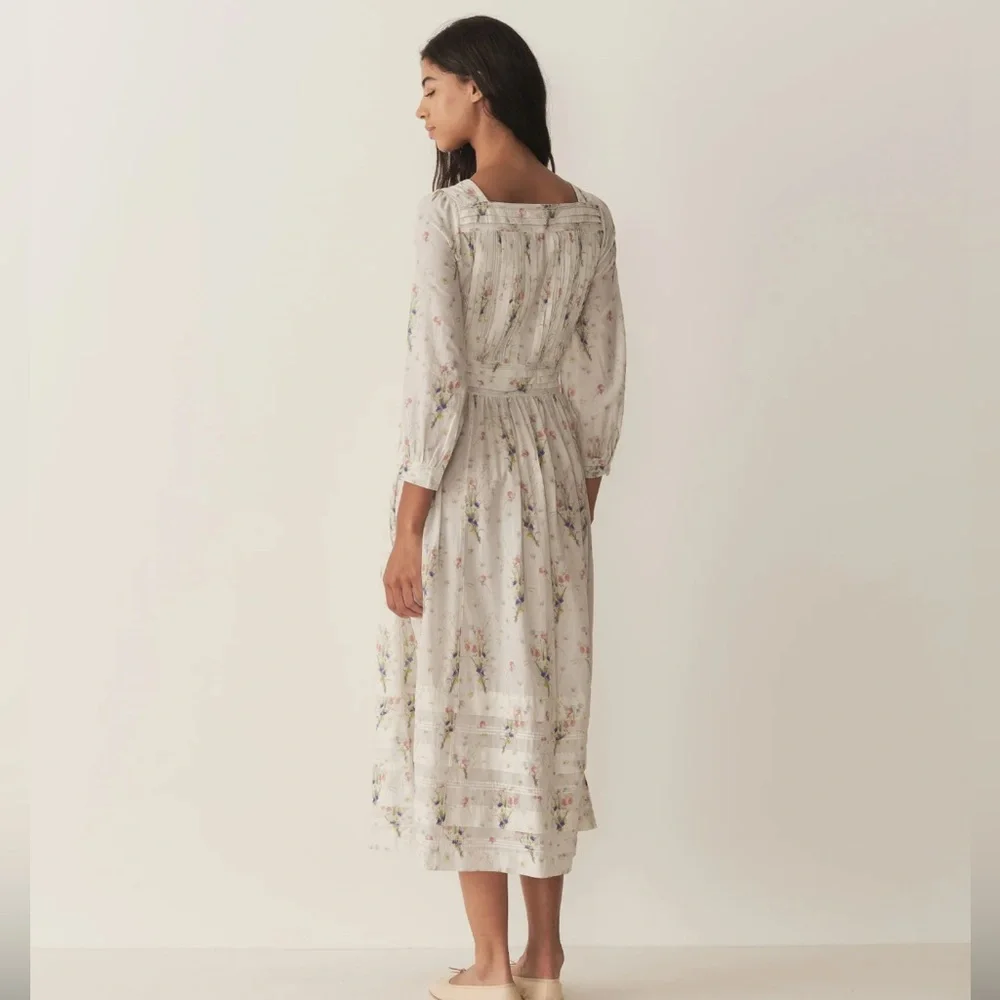 DOEN Minta Floral Midi Dress Painted Bouquet NWT | size XXS